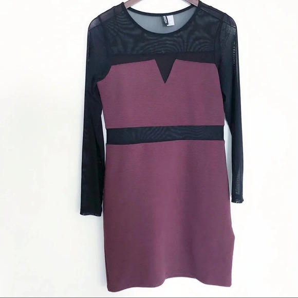 🍁 H&M | Purple Sheer or Mesh Waist Bodycon Dress - Picture 1 of 5